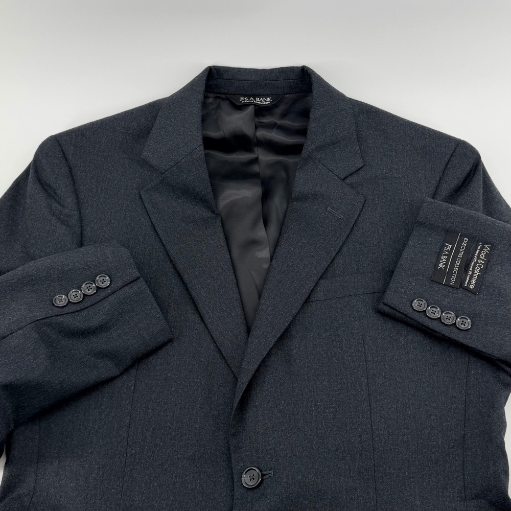 Jos A Bank Executive Collection Wool Cashmere Blazer 38R Charcoal Gry Sport Coat